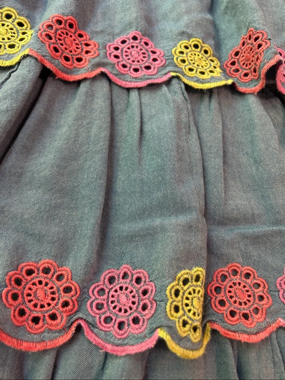 Old Navy Sleeveless Blue Tiered Eyelet Dress with Ruffles for Girls Size L 10-12